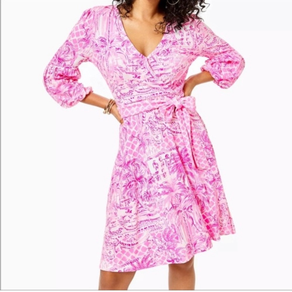 Lilly Pulitzer chase Dress in pink blossom Palm beach paradise